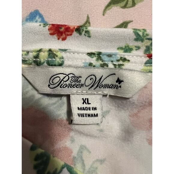 2 THE PIONEER WOMAN Tops Size XL Semi Loose 3/4 Sleeves Floral - Picture 3 of 3